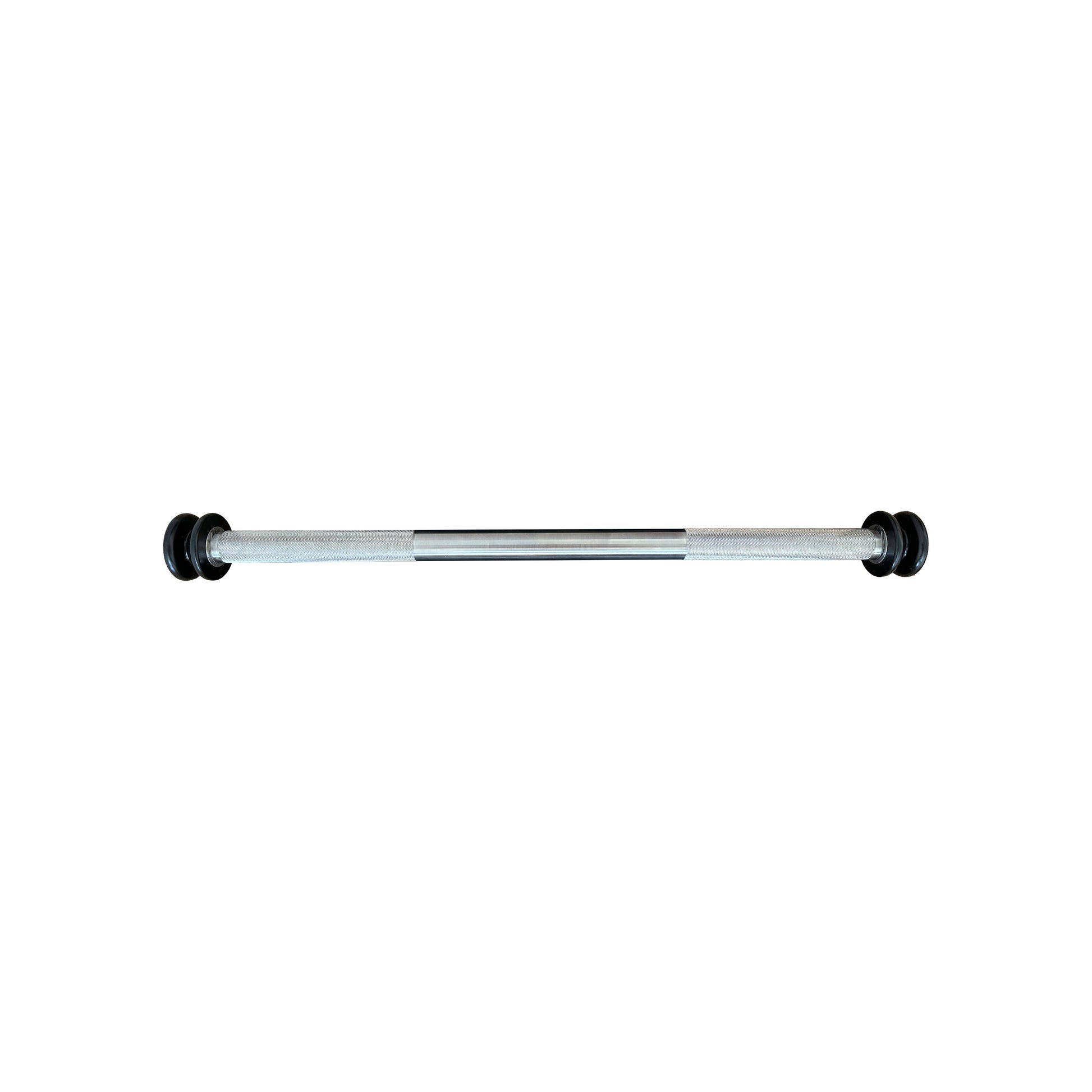 The T Bar V2: a stainless steel bar with two pulleys affixed to the ends and volcano knurling grip.