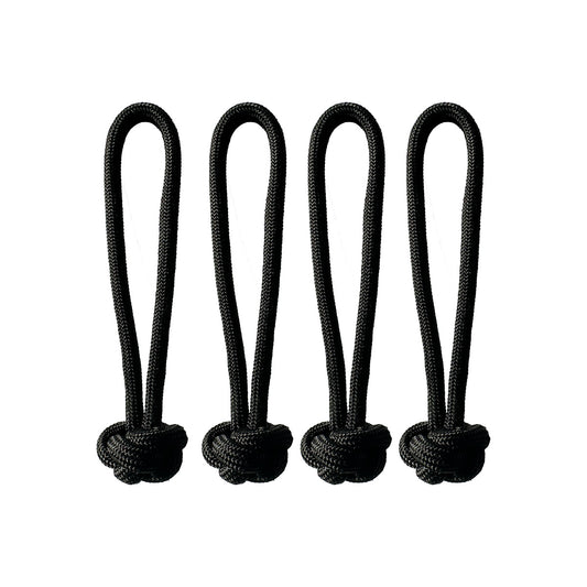4 black rope loops with beautiful stopper knots.